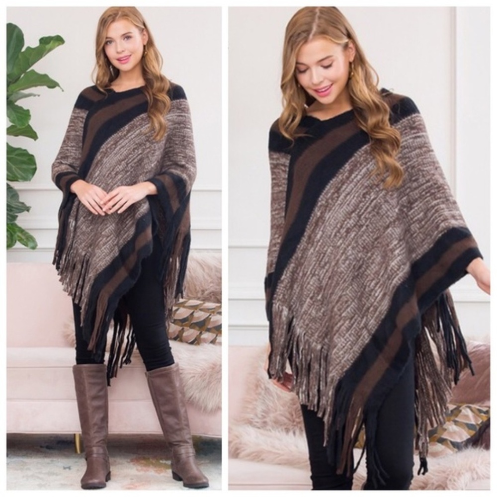 Poncho Fringe Sweater Super Soft